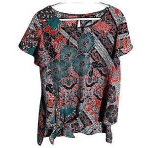 Rachel Rachel Roy Multicolor Floral mixed Patterned Blouse XL